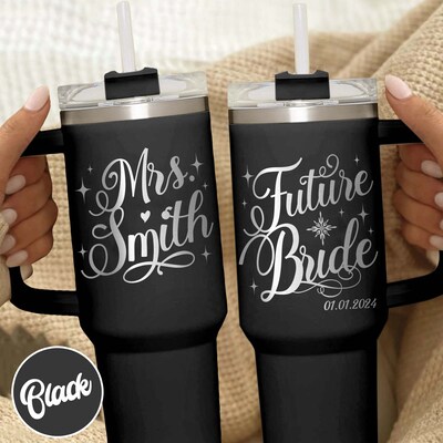 Engagement Cup Future Mrs, Personalized Future Mrs Mug, Engaged Af Tumble, Engaged Tumbler, Engaged 40oz Tumbler, Engagement Gift For Bride - image2